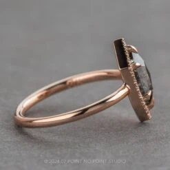 1.48 Carat Black Speckled Hexagon Diamond Engagement Ring, Halo Setting, 14k Rose Gold 10 1.48 Carat Black Speckled Hexagon Diamond Engagement Ring, Halo Setting, 14k Rose Gold -Point No Point Studio Store 16769 2