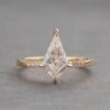 1.56 Carat Kite Moissanite And Diamond Engagement Ring, Jules Setting, 14K Yellow Gold