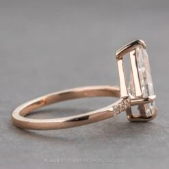 1.56 Carat Kite Moissanite And Diamond Engagement Ring, Jules Setting, 14K Rose Gold 6 1.56 Carat Kite Moissanite And Diamond Engagement Ring, Jules Setting, 14K Rose Gold -Point No Point Studio Store 16857RG 2