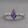 1.40 Carat Purple Kite Sapphire And Diamond Engagement Ring, Liza Setting, Platinum