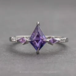 1.40 Carat Purple Kite Sapphire And Diamond Engagement Ring, Liza Setting, Platinum