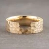 Hammered Ellipse Setting, 6mm 14k Yellow Gold Comfort Fit Wedding Band, Matte Finish