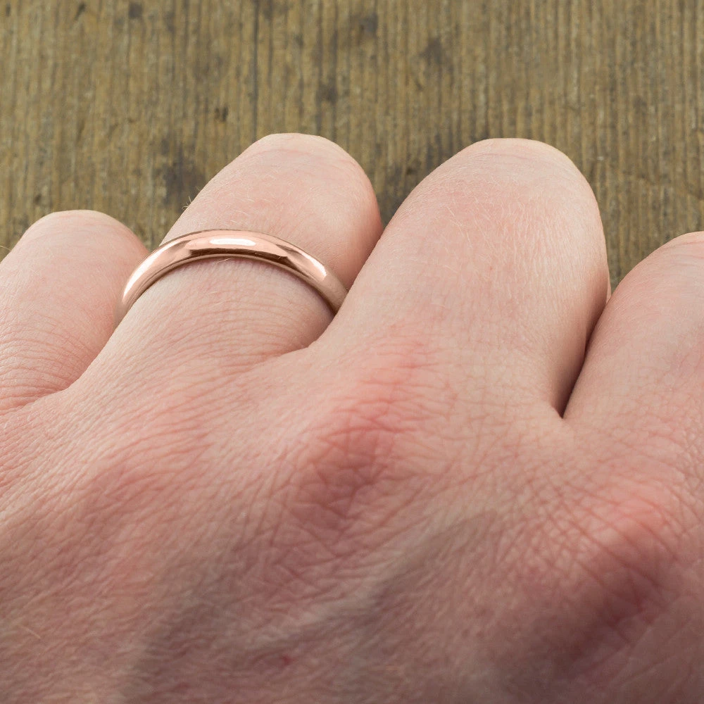 4mm Comfort Fit 14k Rose Gold Mens Wedding Band, Half Round Polished 4 4mm Comfort Fit 14k Rose Gold Mens Wedding Band, Half Round Polished - Image 4