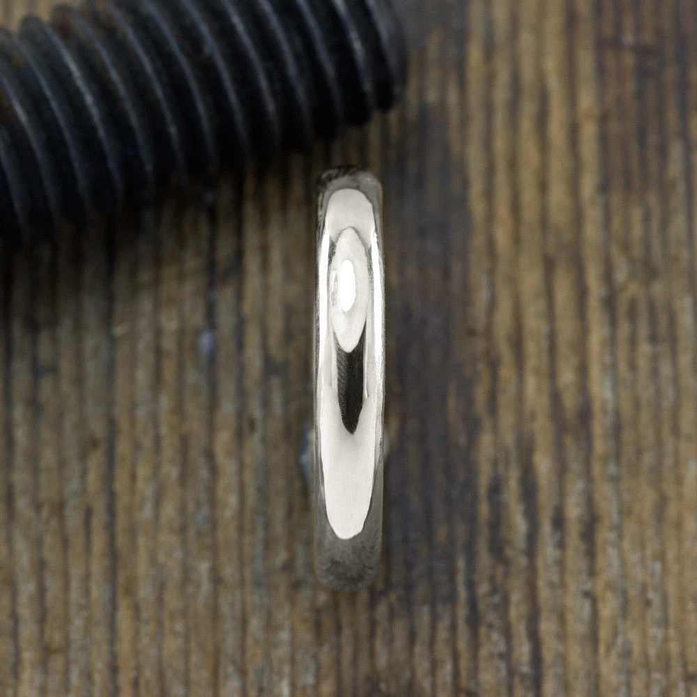 4mm Comfort Fit 14k White Gold Mens Wedding Band, Half Round Polished 2 4mm Comfort Fit 14k White Gold Mens Wedding Band, Half Round Polished - Image 2