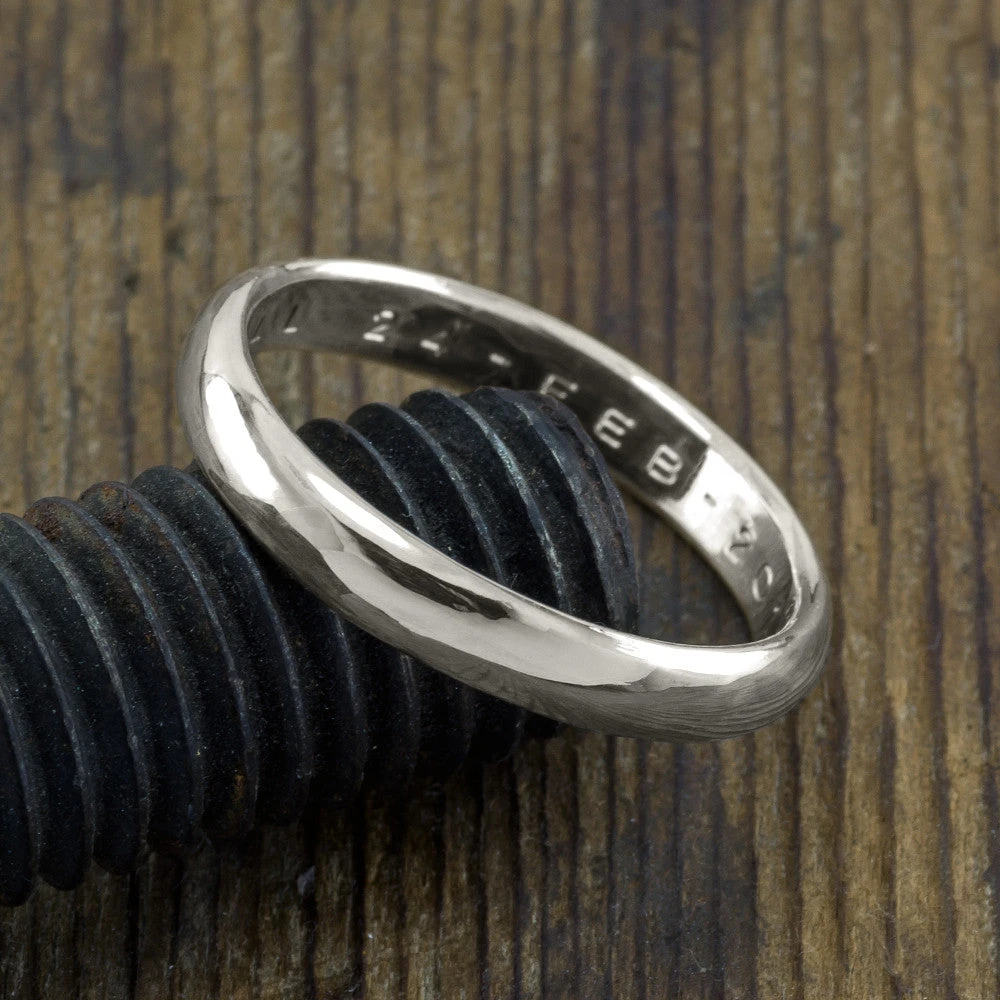 4mm 14k White Gold Mens Wedding Band, Half Round Polished 3 4mm 14k White Gold Mens Wedding Band, Half Round Polished - Image 3