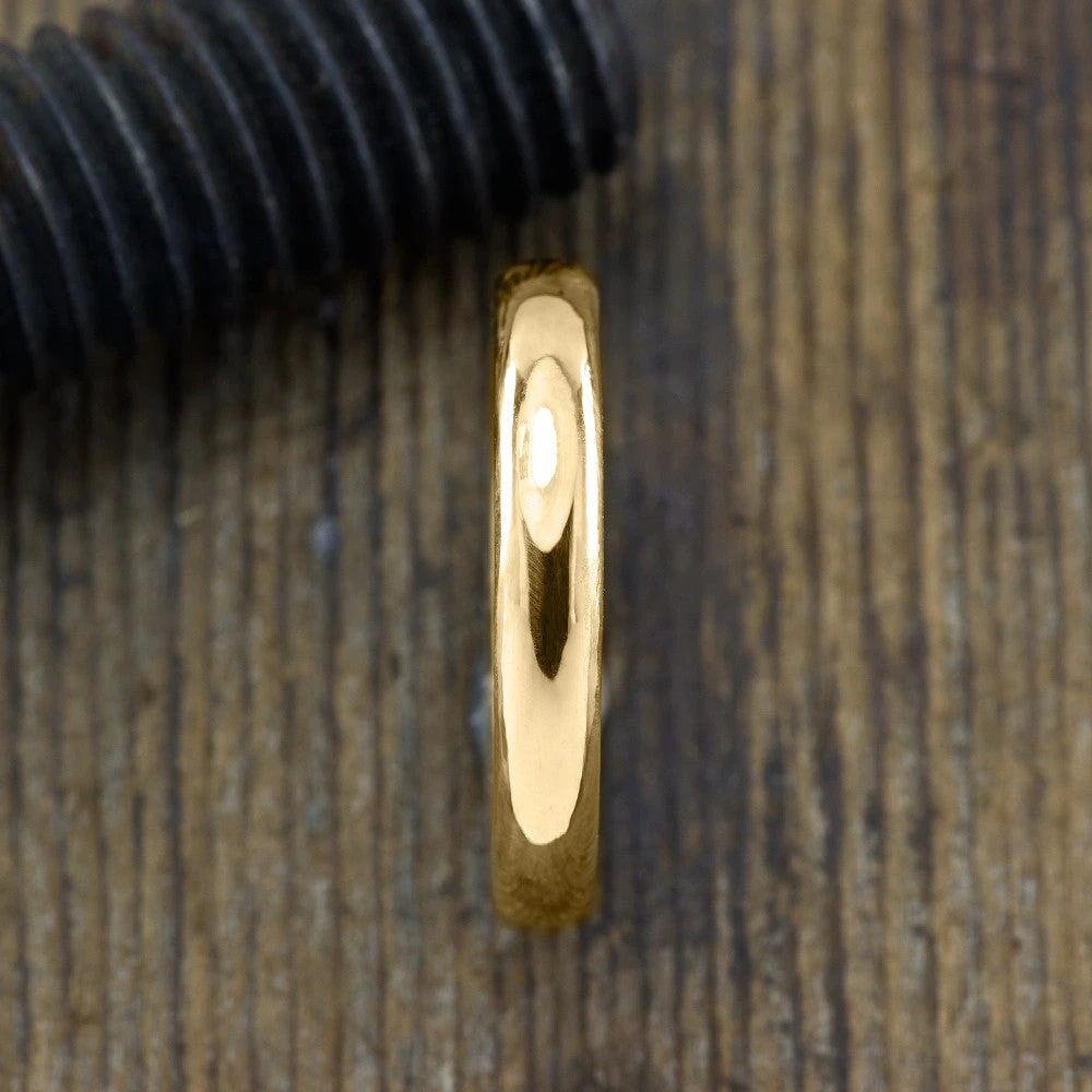 4mm Comfort Fit 14k Yellow Gold Mens Wedding Band, Half Round Polished 2 4mm Comfort Fit 14k Yellow Gold Mens Wedding Band, Half Round Polished - Image 2