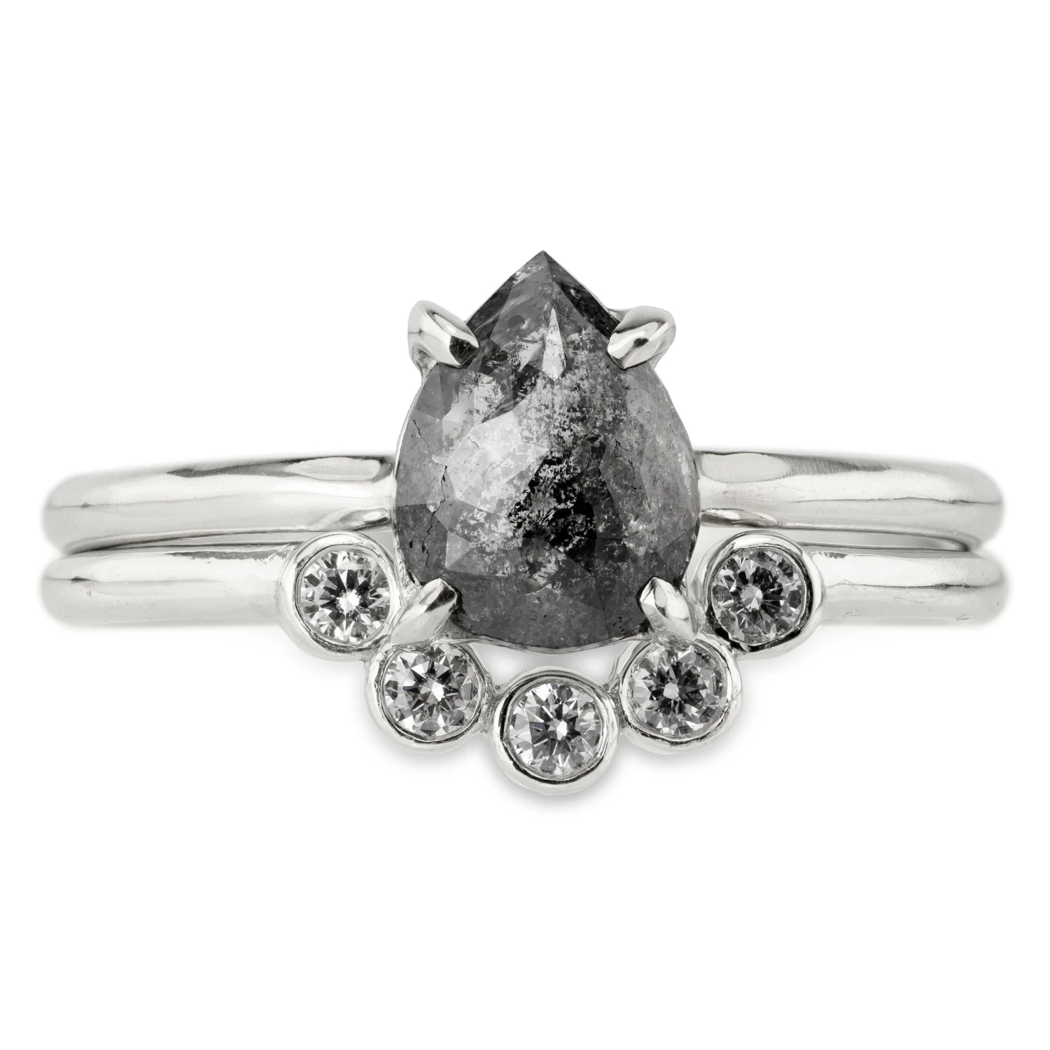 Contour Diamond Band, Bezel Ursa Setting, 14k White Gold 4 Contour Diamond Band, Bezel Ursa Setting, 14k White Gold - Image 4