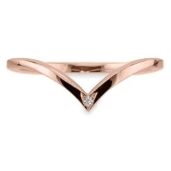 Single Diamond Square Wedding Band, Vivian Setting, 14k Rose Gold