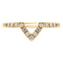 Half Eternity V Diamond Shadow Band, 14k Yellow Gold
