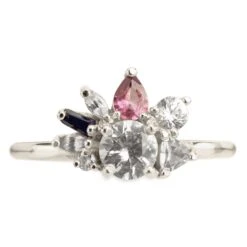 1.29 Carat Sapphire Confetti Setting Engagement Ring, Platinum