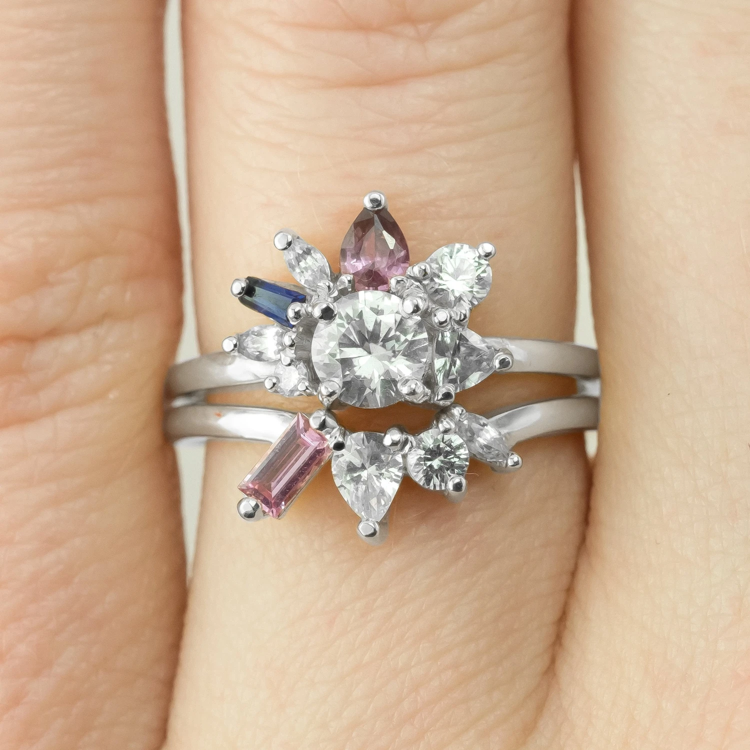 1.29 Carat Sapphire Confetti Setting Engagement Ring, Platinum 3 1.29 Carat Sapphire Confetti Setting Engagement Ring, Platinum - Image 3