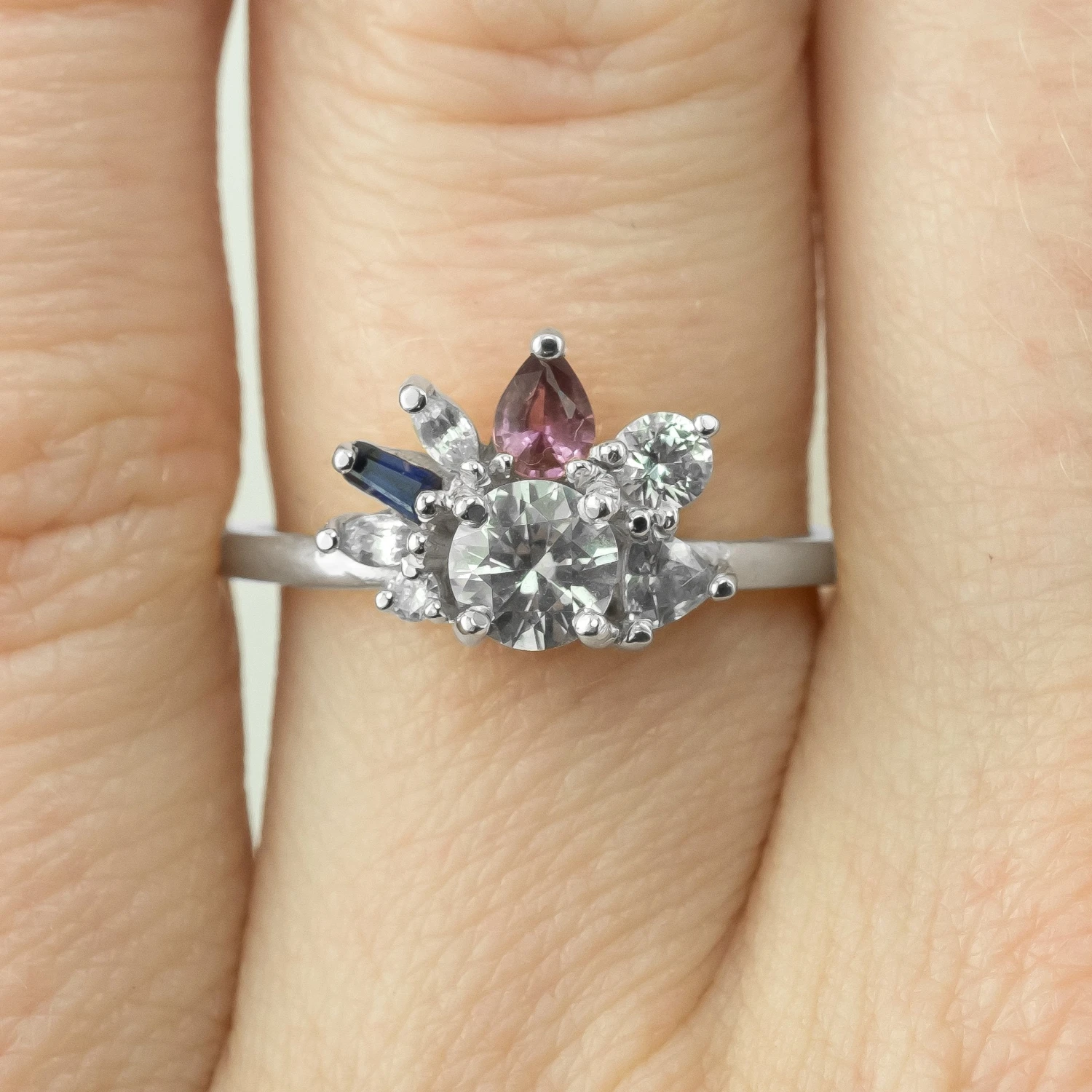 1.29 Carat Sapphire Confetti Setting Engagement Ring, Platinum 2 1.29 Carat Sapphire Confetti Setting Engagement Ring, Platinum - Image 2