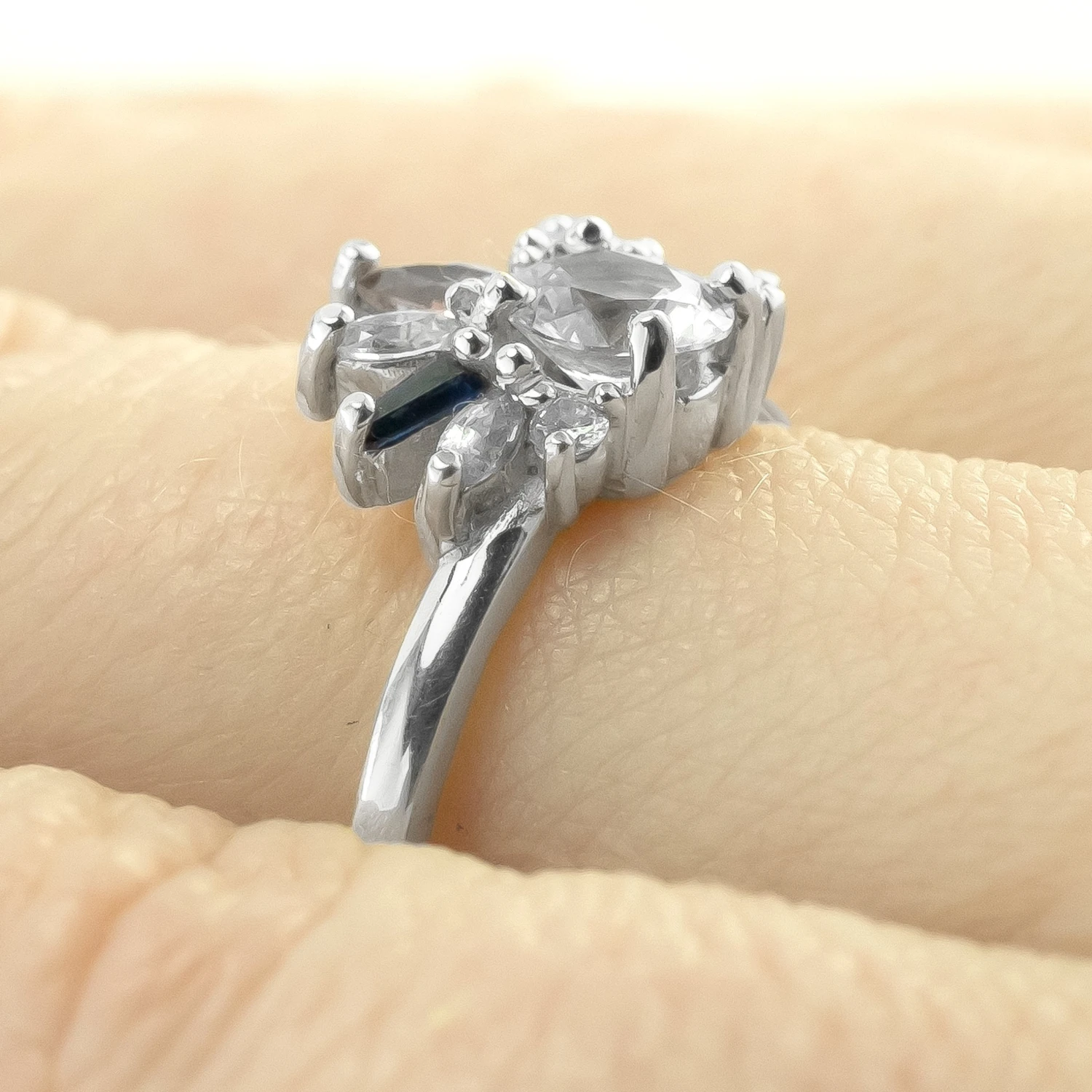 1.29 Carat Sapphire Confetti Setting Engagement Ring, Platinum 4 1.29 Carat Sapphire Confetti Setting Engagement Ring, Platinum - Image 4