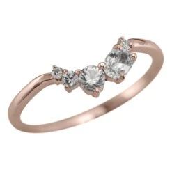 Natural Sapphire Wedding Ring, Sammy Setting, 14k Rose Gold 9 Natural Sapphire Wedding Ring, Sammy Setting, 14k Rose Gold -Point No Point Studio Store 1700363RG C