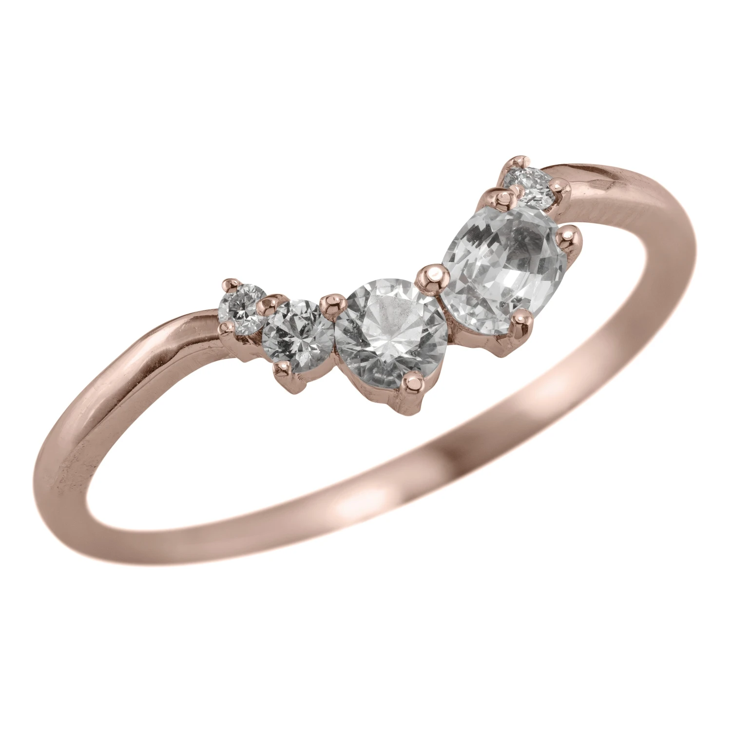 Natural Sapphire Wedding Ring, Sammy Setting, 14k Rose Gold 5 Natural Sapphire Wedding Ring, Sammy Setting, 14k Rose Gold - Image 5