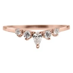 Cassiopeia Diamond Wedding Band, 14k Rose Gold
