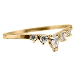 Diamond Wedding Band, Cassiopeia Setting, 14k Yellow Gold -Point No Point Studio Store 1700522YG B