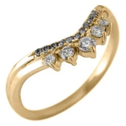 White And Grey Diamond Wedding Band, Margot Setting, 14k Yellow Gold 5 White And Grey Diamond Wedding Band, Margot Setting, 14k Yellow Gold -Point No Point Studio Store 1700555YG C