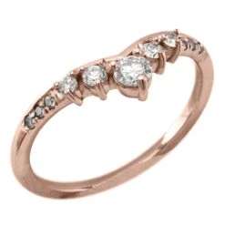 White And Grey Diamond Wedding Ring, Duchess Setting, 14k Rose Gold -Point No Point Studio Store 1700604RG C