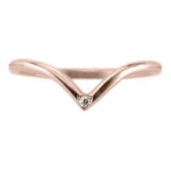 Single Diamond Vivian Wedding Band, 14k Rose Gold