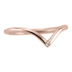 Single Diamond Vivian Wedding Band, 14k Rose Gold -Point No Point Studio Store 1700605RG B
