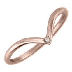 Single Diamond Vivian Wedding Band, 14k Rose Gold -Point No Point Studio Store 1700605RG C