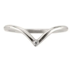 Single Diamond Vivian Wedding Band, 14k White Gold