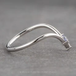 Triangle Diamond And Tanzanite Rounded Wedding Band, Vivian Setting, Platinum 5 Triangle Diamond And Tanzanite Rounded Wedding Band, Vivian Setting, Platinum -Point No Point Studio Store 17038 2