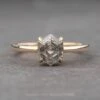 1.73 Carat Canadian Salt And Pepper Hexagon Diamond Engagement Ring, Lark Setting, 14k Yellow Gold