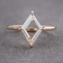 1.50 Carat Lozenge Moissanite Engagement Ring, Lark Setting, 14k Rose Gold