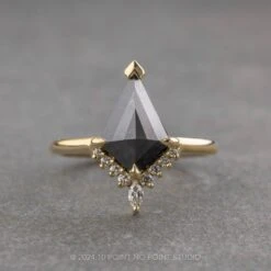 1.34 Carat Black Kite Diamond Engagement Ring, Ava Setting, 14K Yellow Gold