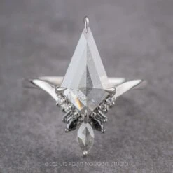 2.09 Carat Icy Salt And Pepper Kite Diamond Engagement Ring, Athena Setting, Platinum