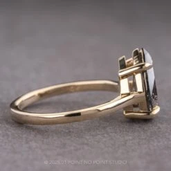 4.15 Carat Black Speckled Pear Diamond Engagement Ring, Lark Setting, 14k Yellow Gold 14 4.15 Carat Black Speckled Pear Diamond Engagement Ring, Lark Setting, 14k Yellow Gold -Point No Point Studio Store 17882 2