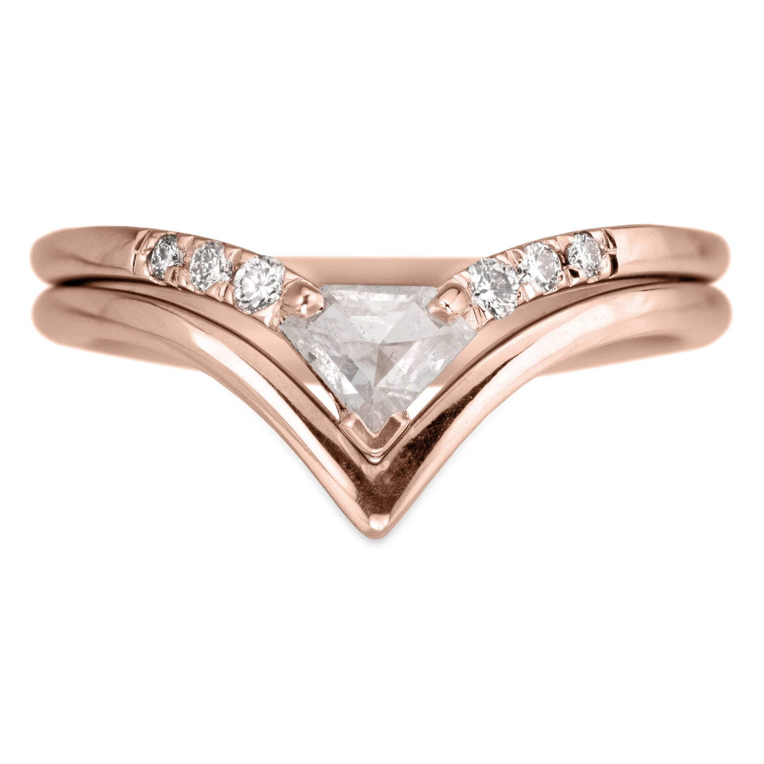 Shield Diamond Vivian Ring, 14k Rose Gold 3 Shield Diamond Vivian Ring, 14k Rose Gold - Image 3