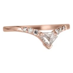 Shield Diamond Vivian Ring, 14k Rose Gold 8 Shield Diamond Vivian Ring, 14k Rose Gold -Point No Point Studio Store 180238RG B