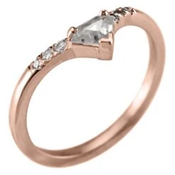 Shield Diamond Vivian Ring, 14k Rose Gold 9 Shield Diamond Vivian Ring, 14k Rose Gold -Point No Point Studio Store 180238RG C
