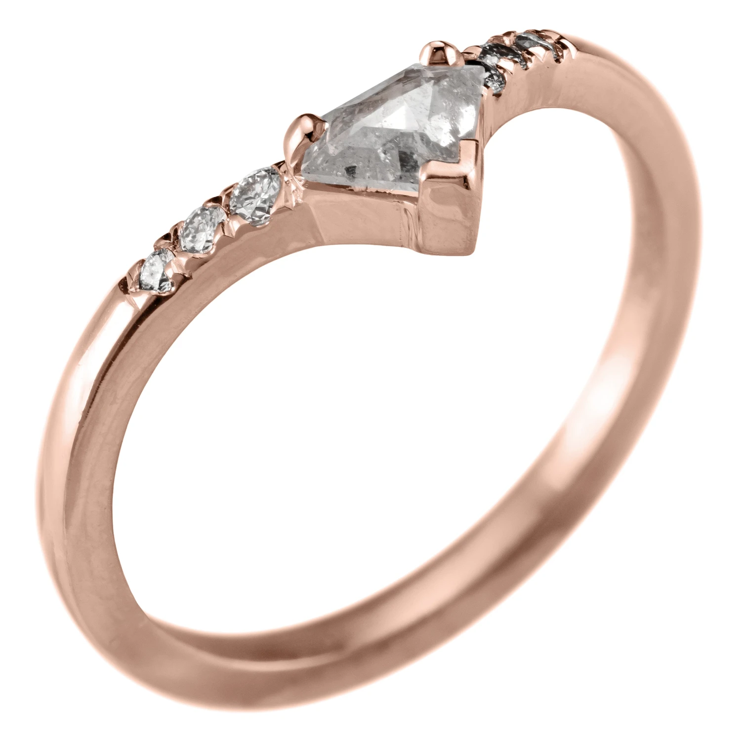 Shield Diamond Vivian Ring, 14k Rose Gold 5 Shield Diamond Vivian Ring, 14k Rose Gold - Image 5