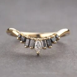 Diamond Wedding Band, Ombre Wren Setting, 14k Yellow Gold