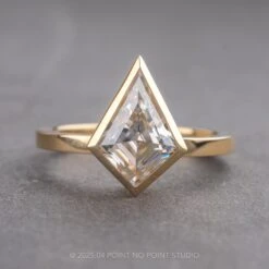 2.70 Carat Kite Moissanite Engagement Ring, Bezel Jane Setting, 14K Yellow Gold