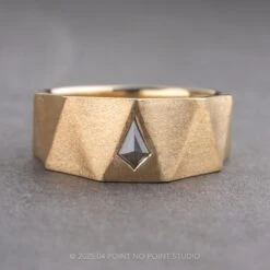 Tapered Triforce Kite Diamond Men's Wedding Band, Comfort Fit, 14K Yellow Gold