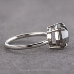 2.10 Carat Black Speckled Hexagon Diamond Engagement Ring, Basket Jane Setting, 14k White Gold -Point No Point Studio Store 18241 2