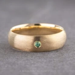 Emerald Mens Ring, Comfort Fit, 14K Yellow Gold