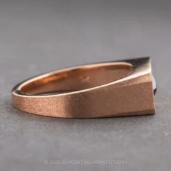 Men's Kite Engraved Signet Style Diamond Wedding Ring, 14K Rose Gold -Point No Point Studio Store 18446 2