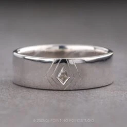 White Kite Sapphire Mens Wedding Band, 14K White Gold