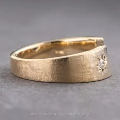 2 Diamond Star Set Wedding Band, 5mm Ellipse Setting, 14k Yellow Gold -Point No Point Studio Store 18559a 2
