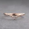 Round Diamond Wedding Band, Fern Setting, 14K Rose Gold