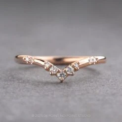 Round Diamond Wedding Band, Fern Setting, 14K Rose Gold
