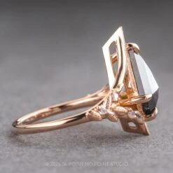 1.79 Carat Black Speckled Kite Diamond Engagement Ring, Thistle Setting, 14k Rose Gold 16 1.79 Carat Black Speckled Kite Diamond Engagement Ring, Thistle Setting, 14k Rose Gold -Point No Point Studio Store 18618 2