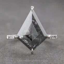 3.21 Carat Black Speckled Kite Diamond Engagement Ring, Ombre Jules Setting, Platinum
