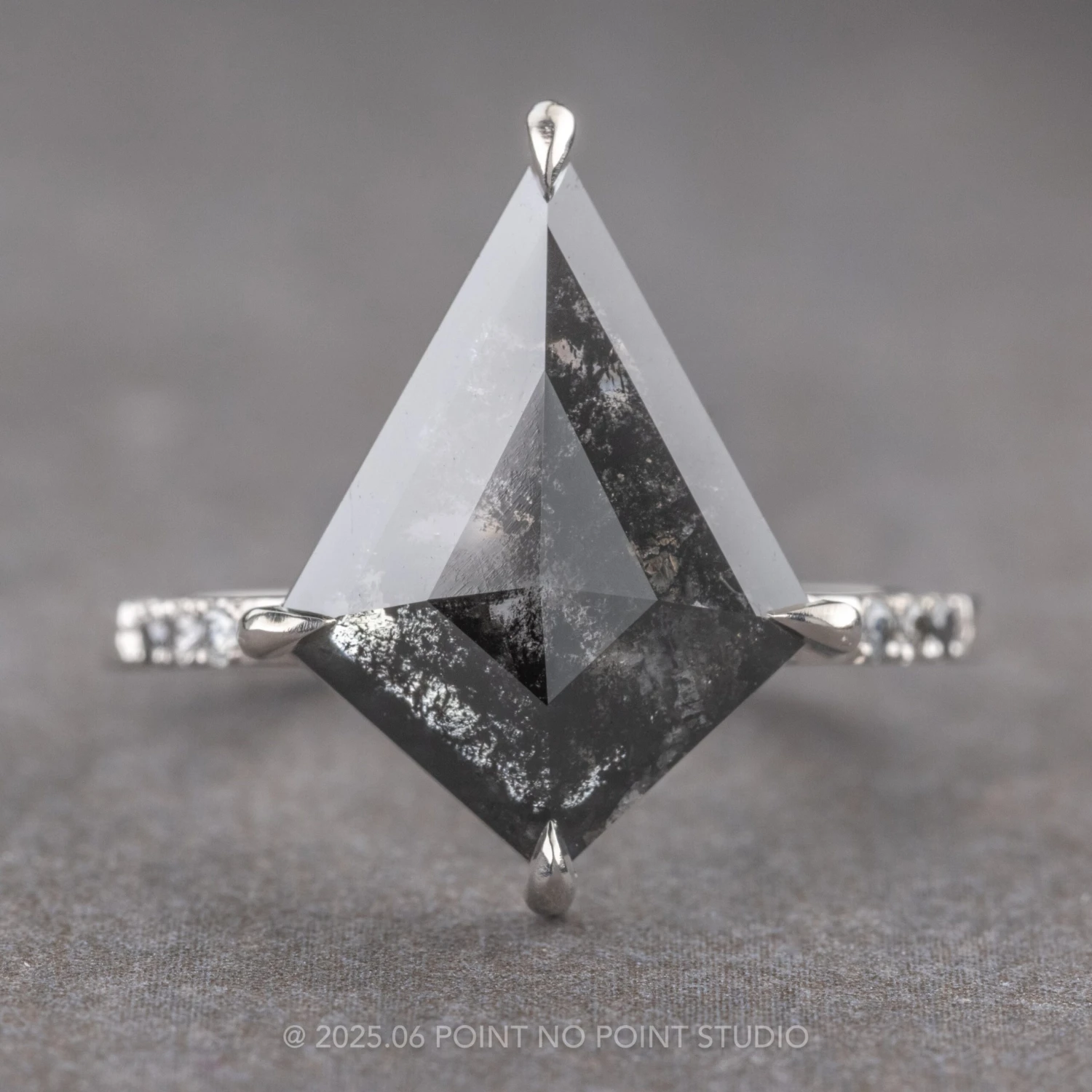 3.21 Carat Black Speckled Kite Diamond Engagement Ring, Ombre Jules Setting, Platinum 1 3.21 Carat Black Speckled Kite Diamond Engagement Ring, Ombre Jules Setting, Platinum